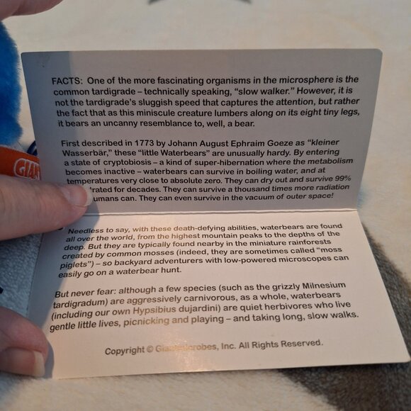 New! Giant Microbes Waterbear‎ Plush Scientific Bacteria Learning Toy - Picture 3 of 7